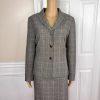 EVAN PICONE 2PC Gray Striped Polyester Rayon Stretch  Career Skirt Suit Size 10