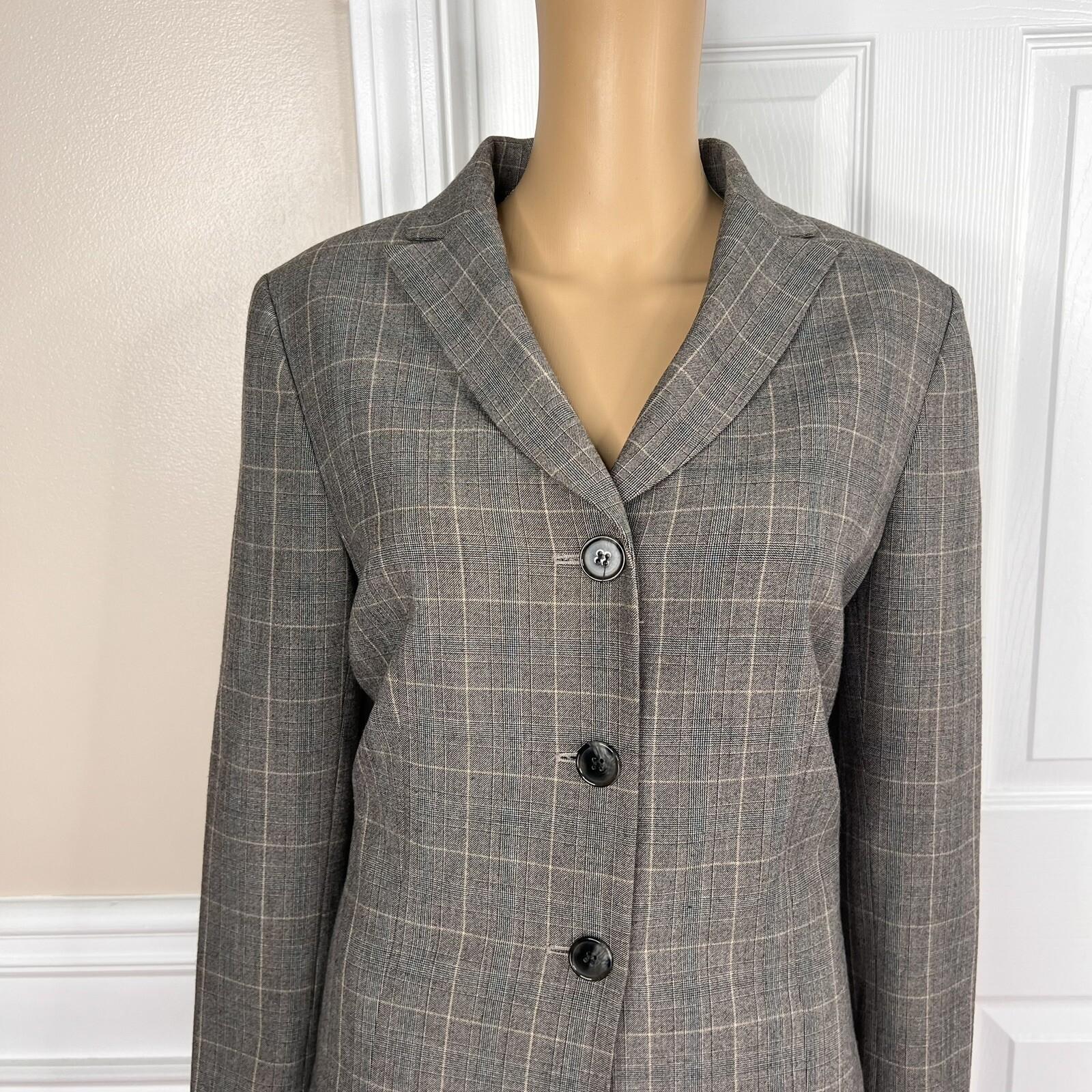 EVAN PICONE 2PC Gray Striped Polyester Rayon Stretch  Career Skirt Suit Size 10