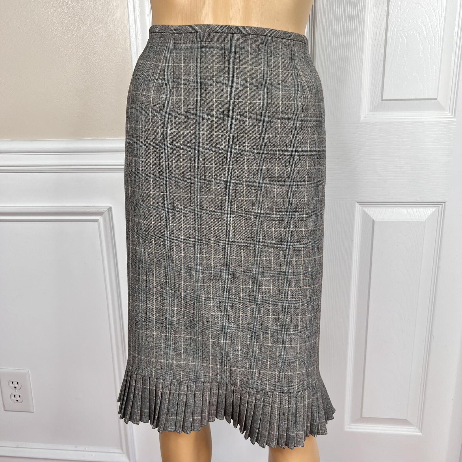 EVAN PICONE 2PC Gray Striped Polyester Rayon Stretch  Career Skirt Suit Size 10