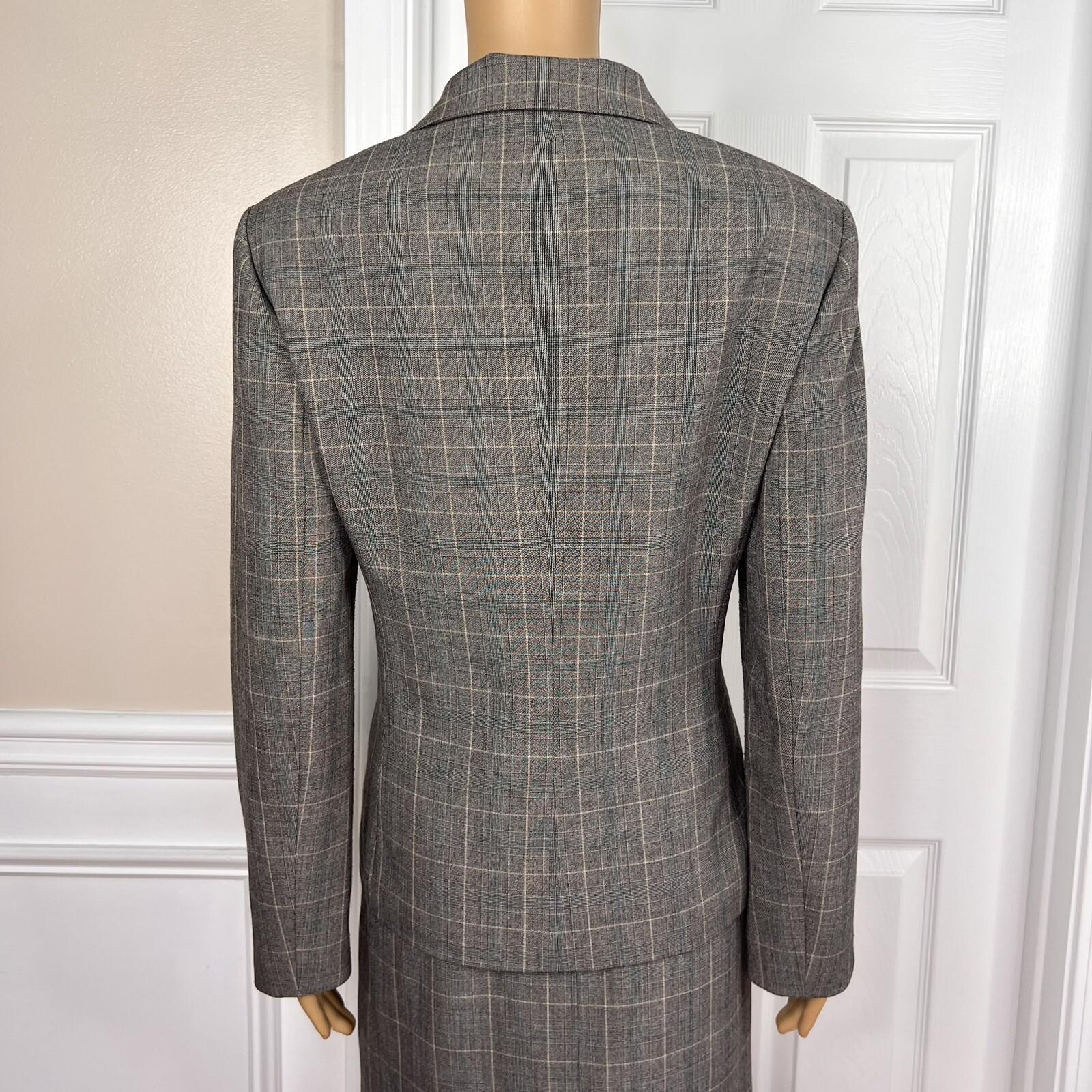 EVAN PICONE 2PC Gray Striped Polyester Rayon Stretch  Career Skirt Suit Size 10