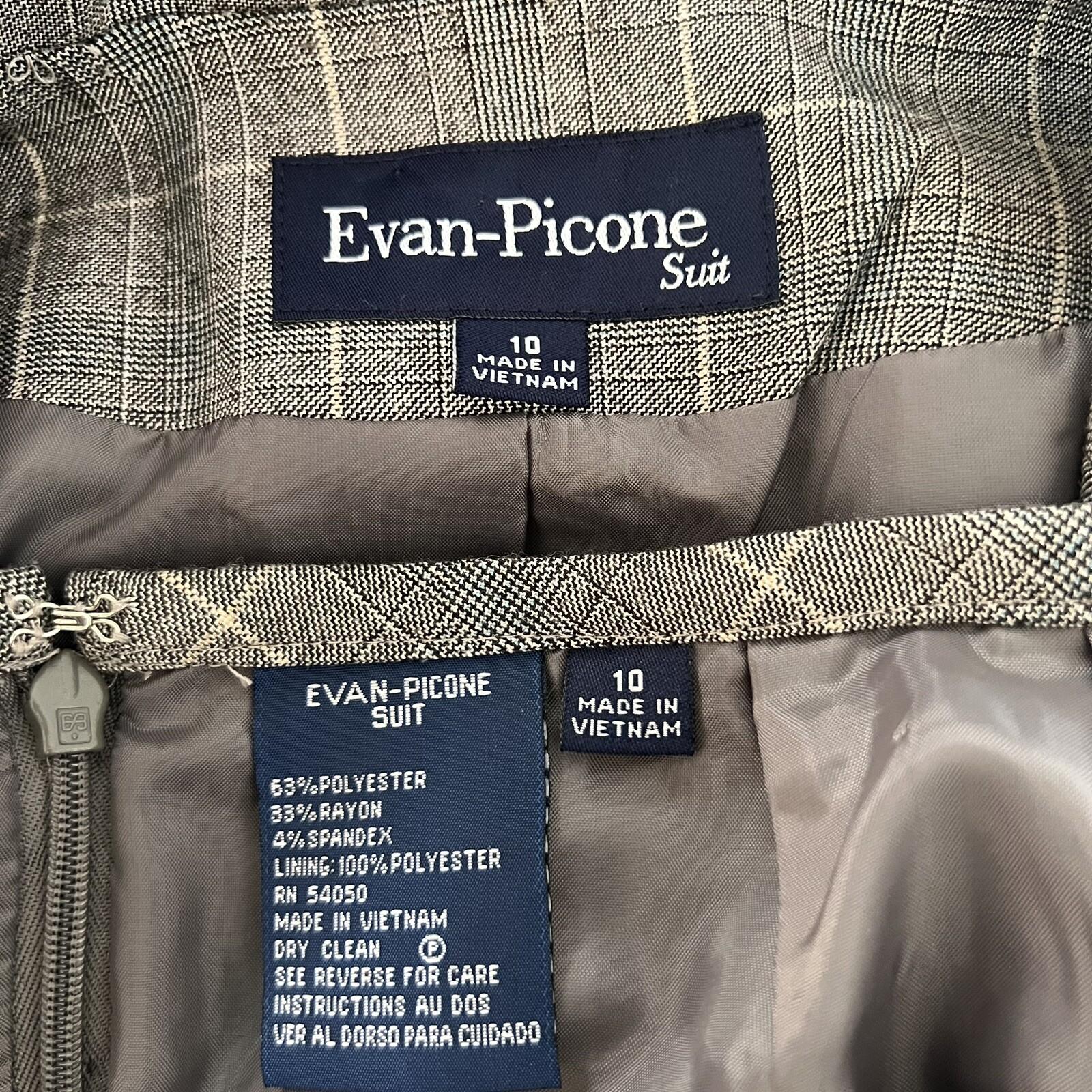 EVAN PICONE 2PC Gray Striped Polyester Rayon Stretch  Career Skirt Suit Size 10