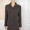 LE SUIT 2PC Black Yellow Polyester Cupro Peak Collar Flare Skirt Suit Size 8P