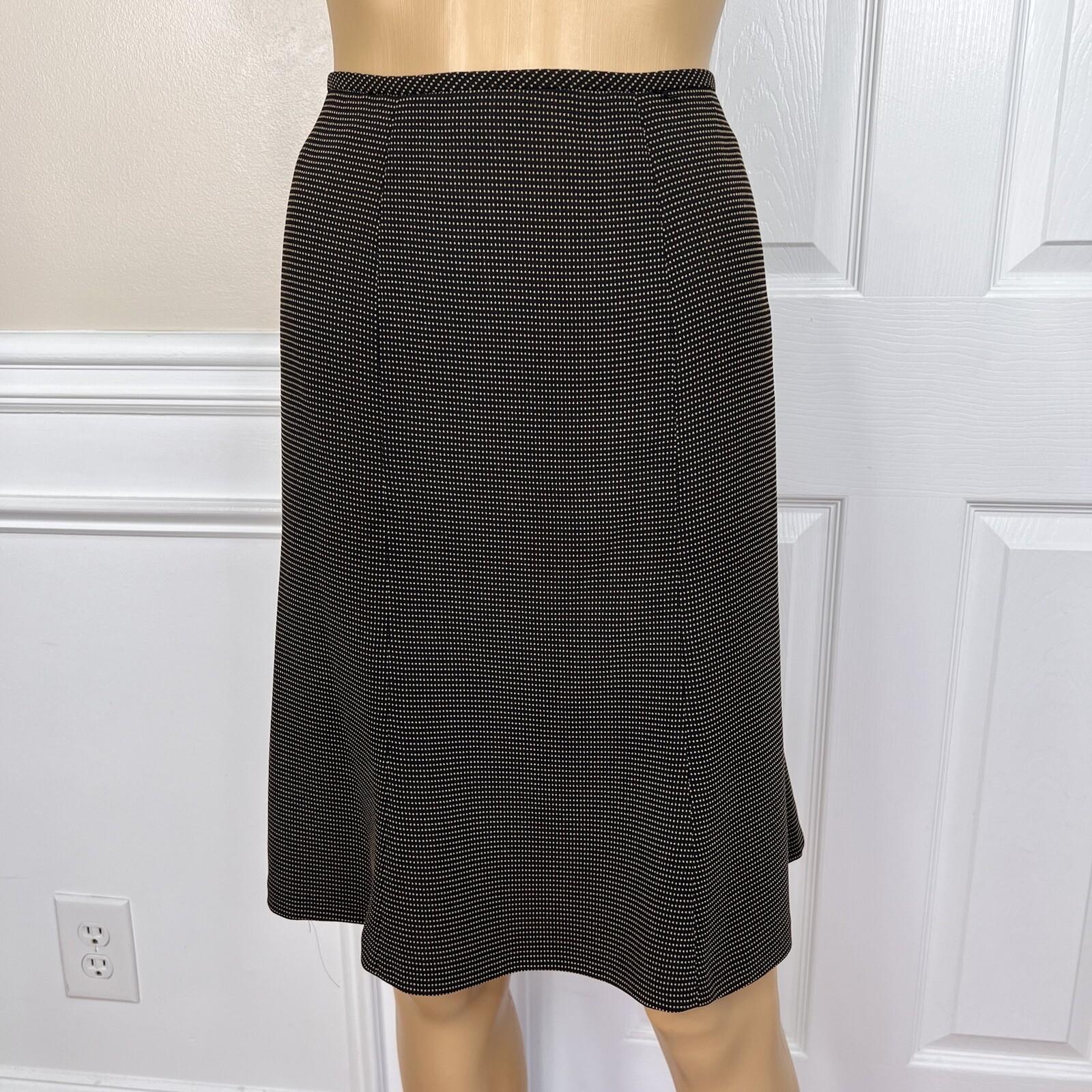 LE SUIT 2PC Black Yellow Polyester Cupro Peak Collar Flare Skirt Suit Size 8P
