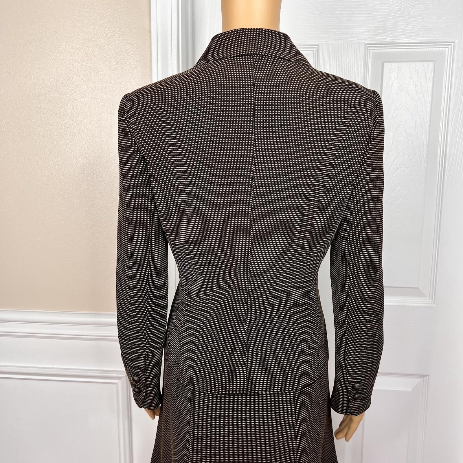 LE SUIT 2PC Black Yellow Polyester Cupro Peak Collar Flare Skirt Suit Size 8P