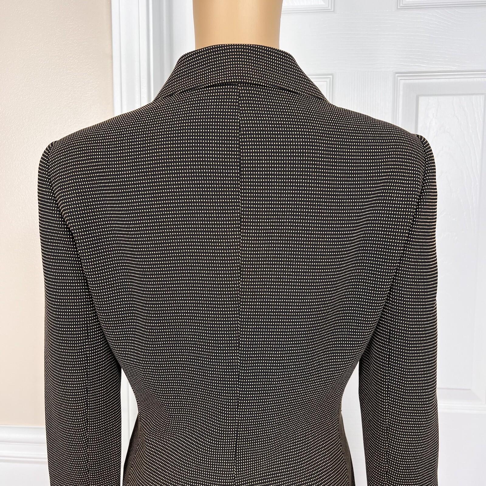 LE SUIT 2PC Black Yellow Polyester Cupro Peak Collar Flare Skirt Suit Size 8P