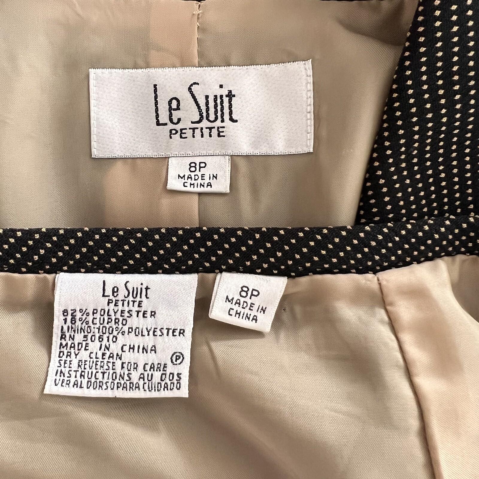LE SUIT 2PC Black Yellow Polyester Cupro Peak Collar Flare Skirt Suit Size 8P