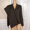 10-3267.jpg SUIT STUDIO 2PC Brown Striped Polyester Career Peak Collar Pant Suit Size 8