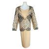 MOSHITA COUTURE 3PC Black Gold Collarless Embroidered Skirt Suit Top Size 12