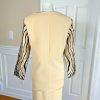 MOSHITA COUTURE 3PC Black Gold Collarless Embroidered Skirt Suit Top Size 12