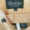 MOSHITA COUTURE 3PC Black Gold Collarless Embroidered Skirt Suit Top Size 12
