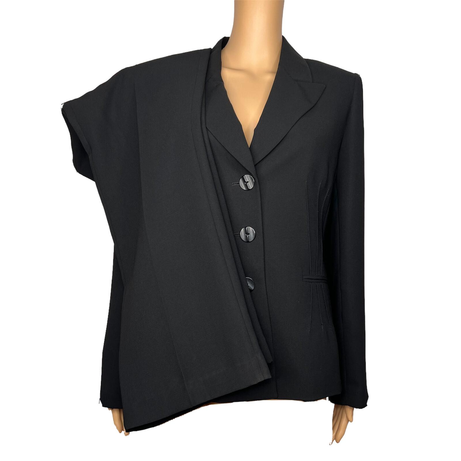 New EVAN PICONE 2PC Black Polyester Lined Peak Collar Pant Suit SZ 12 MSRP &200