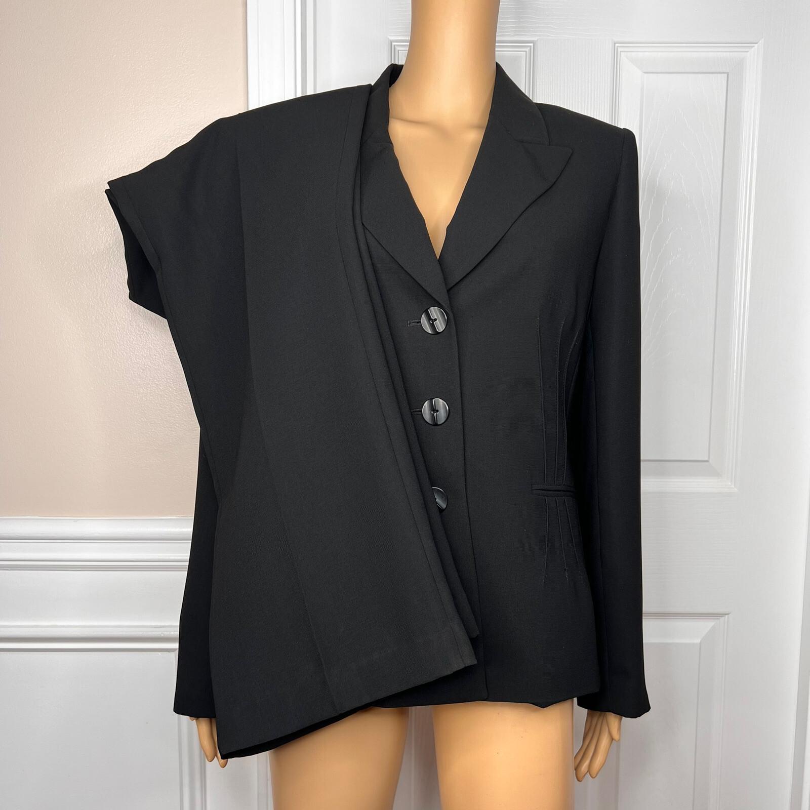 New EVAN PICONE 2PC Black Polyester Lined Peak Collar Pant Suit SZ 12 MSRP &200