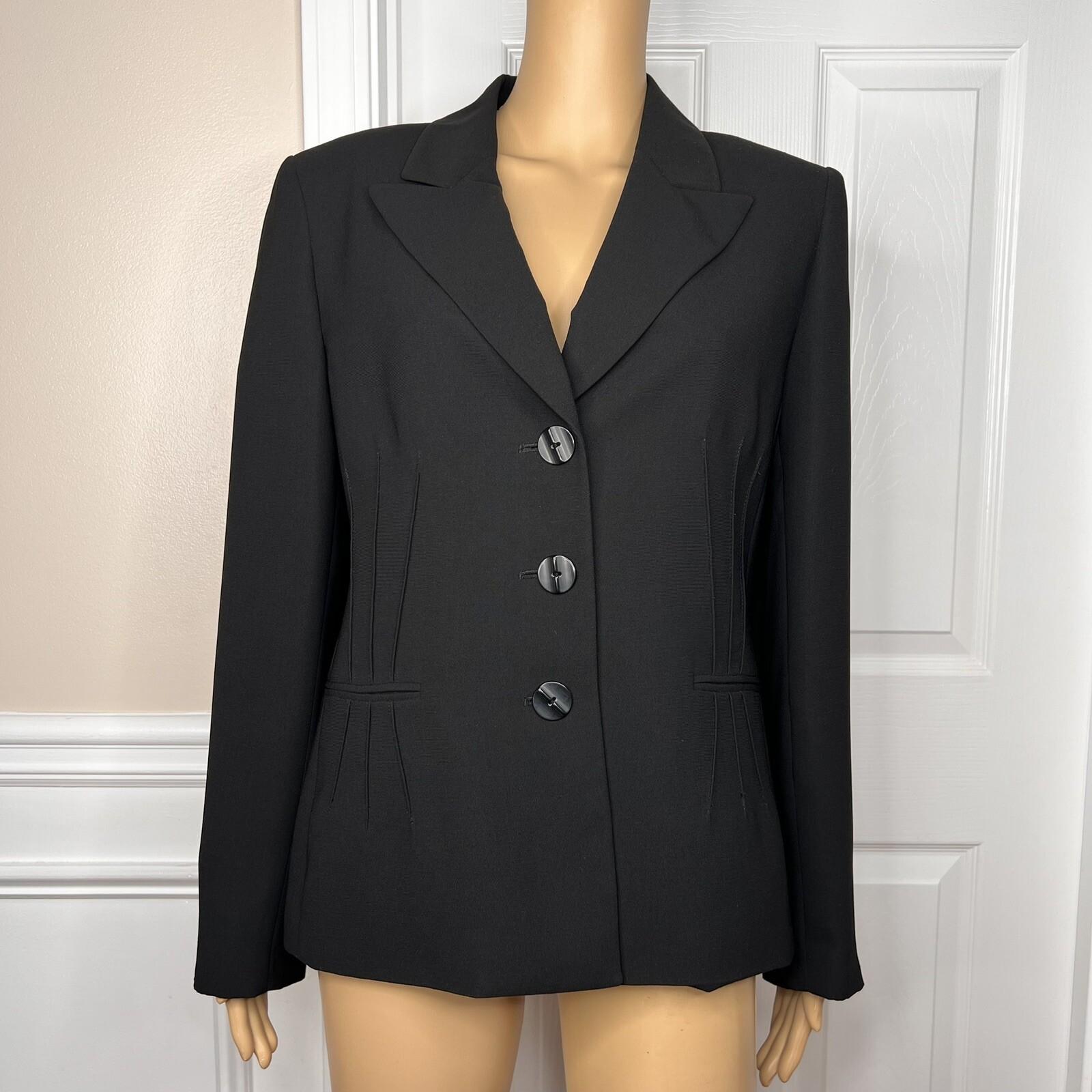 New EVAN PICONE 2PC Black Polyester Lined Peak Collar Pant Suit SZ 12 MSRP &200