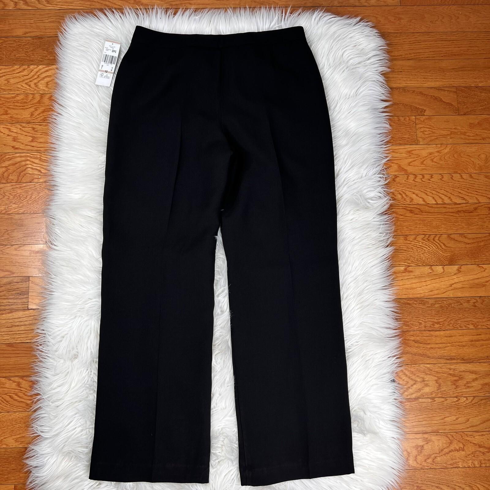 New EVAN PICONE 2PC Black Polyester Lined Peak Collar Pant Suit SZ 12 MSRP &200