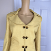 Le Suit Polyester Skirt Suit 14 Yellow Brown Double Breasted Wide Collar 2PC