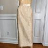 GMI Polyester Skirt Suit Size 10 Gold Beaded Lined Collarless Open Front 2PC