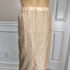 GMI Polyester Skirt Suit Size 10 Gold Beaded Lined Collarless Open Front 2PC