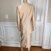 GMI Polyester Skirt Suit Size 10 Gold Beaded Lined Collarless Open Front 2PC