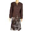 COLLECTIONS FOR LE SUIT 2PC Brown White Polyester Lined Flare Skirt Suit Size 14