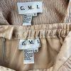 GMI Polyester Skirt Suit Size 10 Gold Beaded Lined Collarless Open Front 2PC