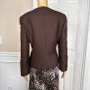 COLLECTIONS FOR LE SUIT 2PC Brown White Polyester Lined Flare Skirt Suit Size 14