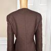 COLLECTIONS FOR LE SUIT 2PC Brown White Polyester Lined Flare Skirt Suit Size 14