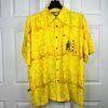 First Down Southern Rim Vintage Yellow Hawaiian Samurai Camp Shirt Size XL