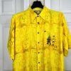 First Down Southern Rim Vintage Yellow Hawaiian Samurai Camp Shirt Size XL