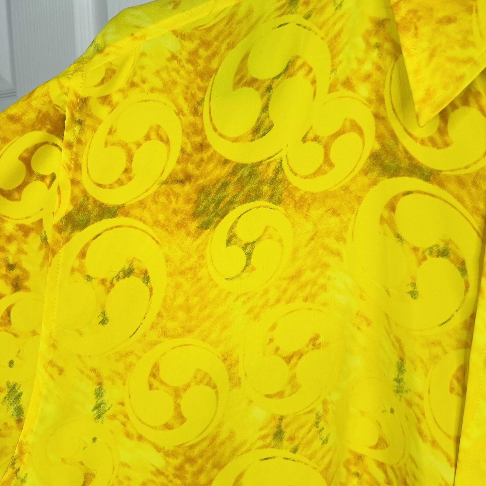 First Down Southern Rim Vintage Yellow Hawaiian Samurai Camp Shirt Size XL