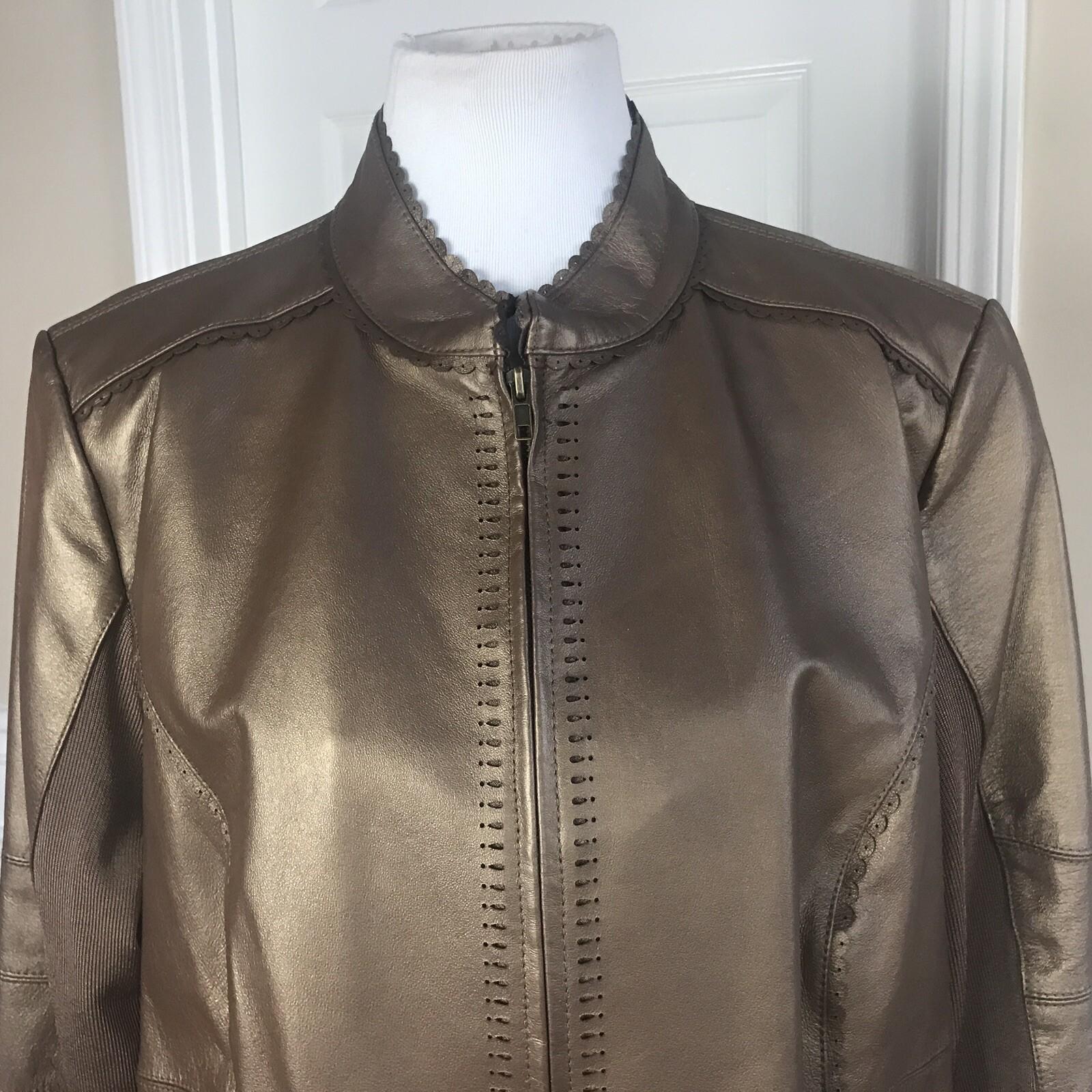 NYCARD Collection Leather Stretched Jacket Coffee Lined Leather Jacket Size 1 X