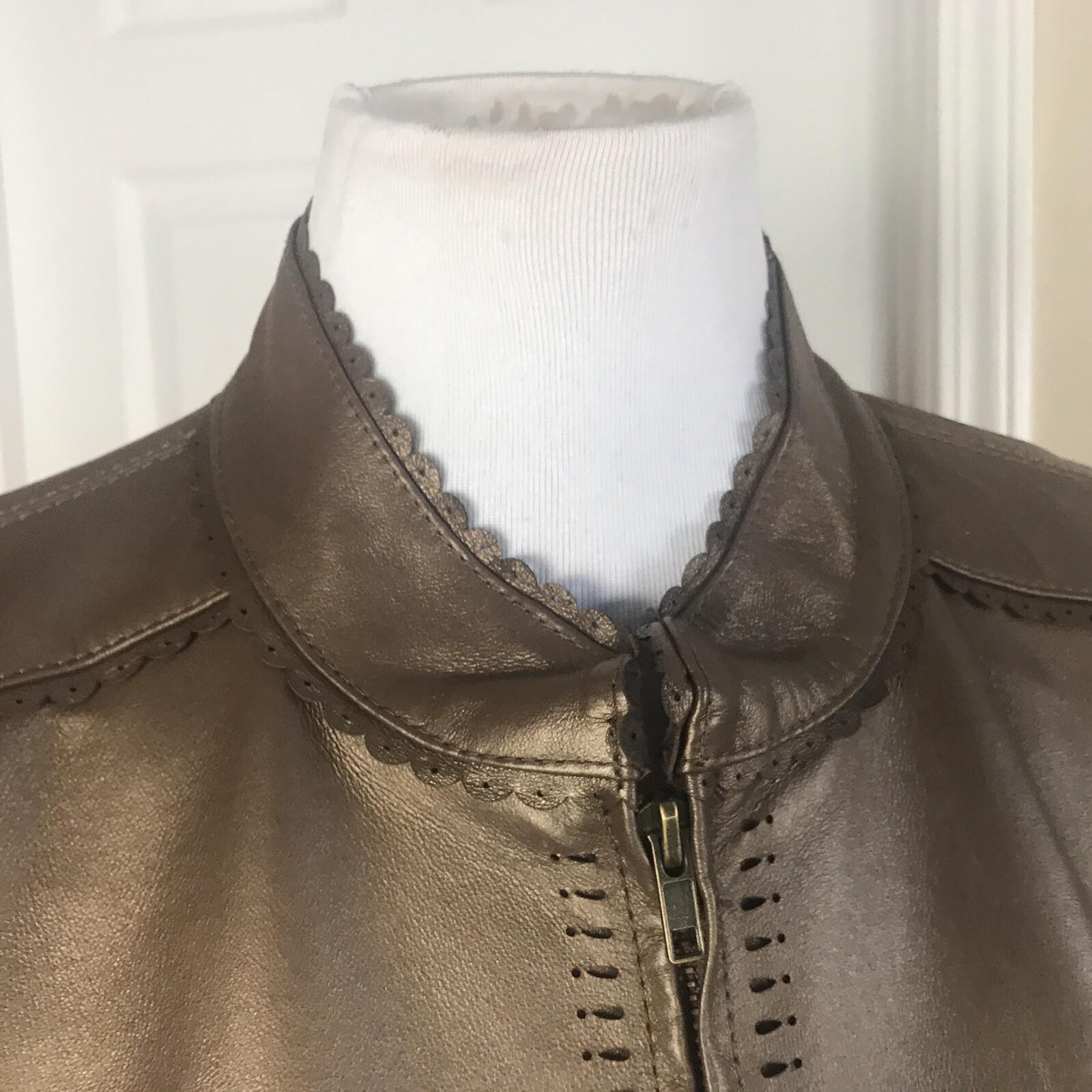 NYCARD Collection Leather Stretched Jacket Coffee Lined Leather Jacket Size 1 X