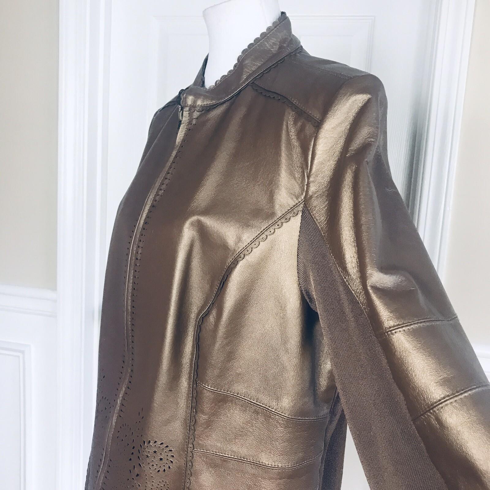 NYCARD Collection Leather Stretched Jacket Coffee Lined Leather Jacket Size 1 X