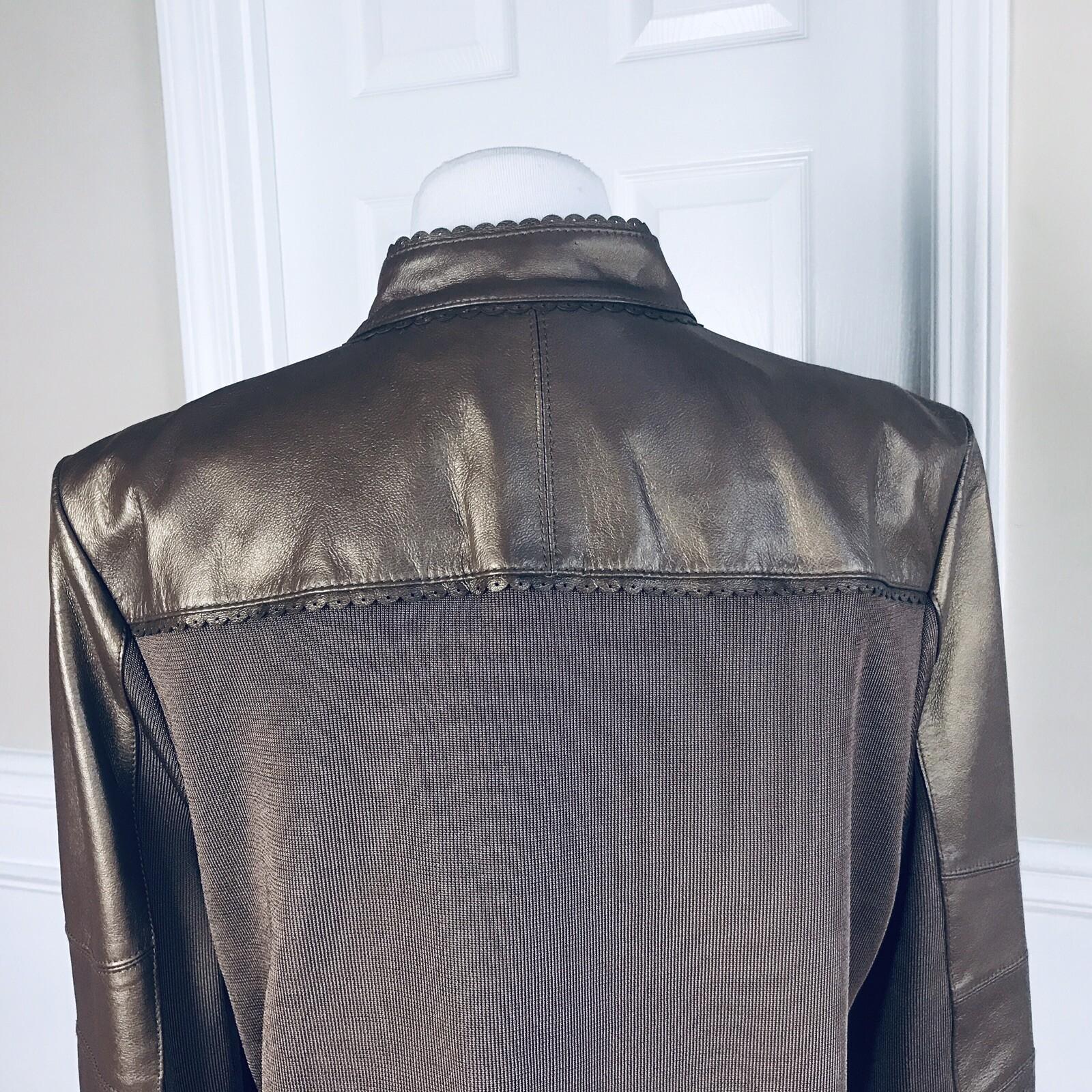 NYCARD Collection Leather Stretched Jacket Coffee Lined Leather Jacket Size 1 X