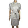 Calvin Klein Linen Rayon Skirt Suit 8 Beige Short Sleeves Belted Career 2PC