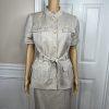 Calvin Klein Linen Rayon Skirt Suit 8 Beige Short Sleeves Belted Career 2PC