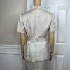 Calvin Klein Linen Rayon Skirt Suit 8 Beige Short Sleeves Belted Career 2PC