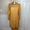 GMI Polyester Skirt Suit Size 14 Gold Lined Collarless Cocktail Mid Length 2PC
