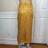 GMI Polyester Skirt Suit Size 14 Gold Lined Collarless Cocktail Mid Length 2PC