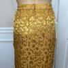 GMI Polyester Skirt Suit Size 14 Gold Lined Collarless Cocktail Mid Length 2PC