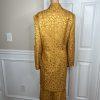 GMI Polyester Skirt Suit Size 14 Gold Lined Collarless Cocktail Mid Length 2PC