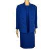Le Suit Women Polyester Dress Suit Size 12P Blue Stand Up Collar Lined 2PC