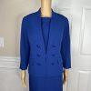 Le Suit Women Polyester Dress Suit Size 12P Blue Stand Up Collar Lined 2PC