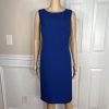 Le Suit Women Polyester Dress Suit Size 12P Blue Stand Up Collar Lined 2PC