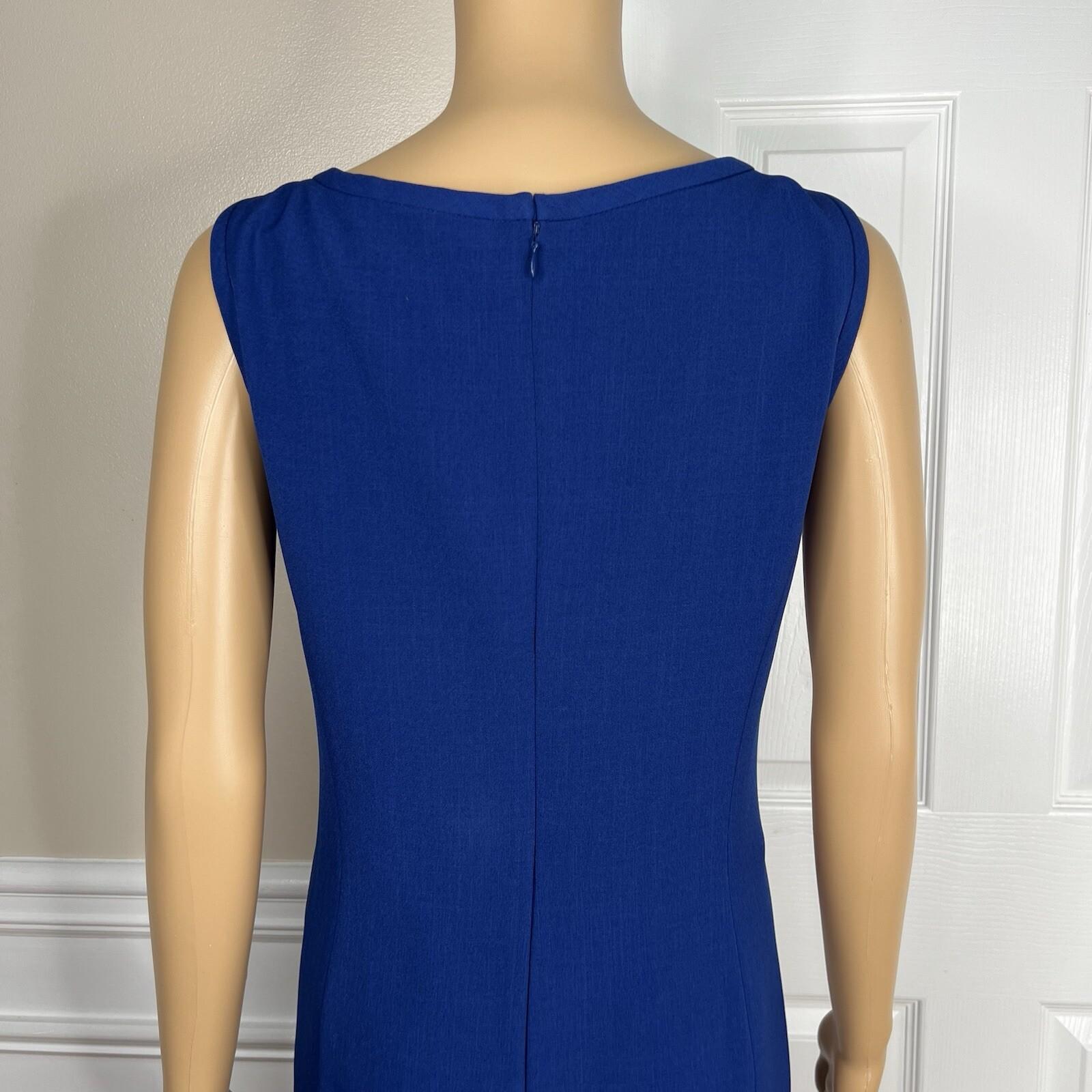 Le Suit Women Polyester Dress Suit Size 12P Blue Stand Up Collar Lined 2PC