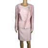 Tahari ASL Women Polyester Nylon Skirt Suit Size 14P Pink Collarless Lined 2PC
