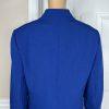 Le Suit Women Polyester Dress Suit Size 12P Blue Stand Up Collar Lined 2PC