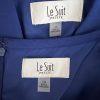 Le Suit Women Polyester Dress Suit Size 12P Blue Stand Up Collar Lined 2PC