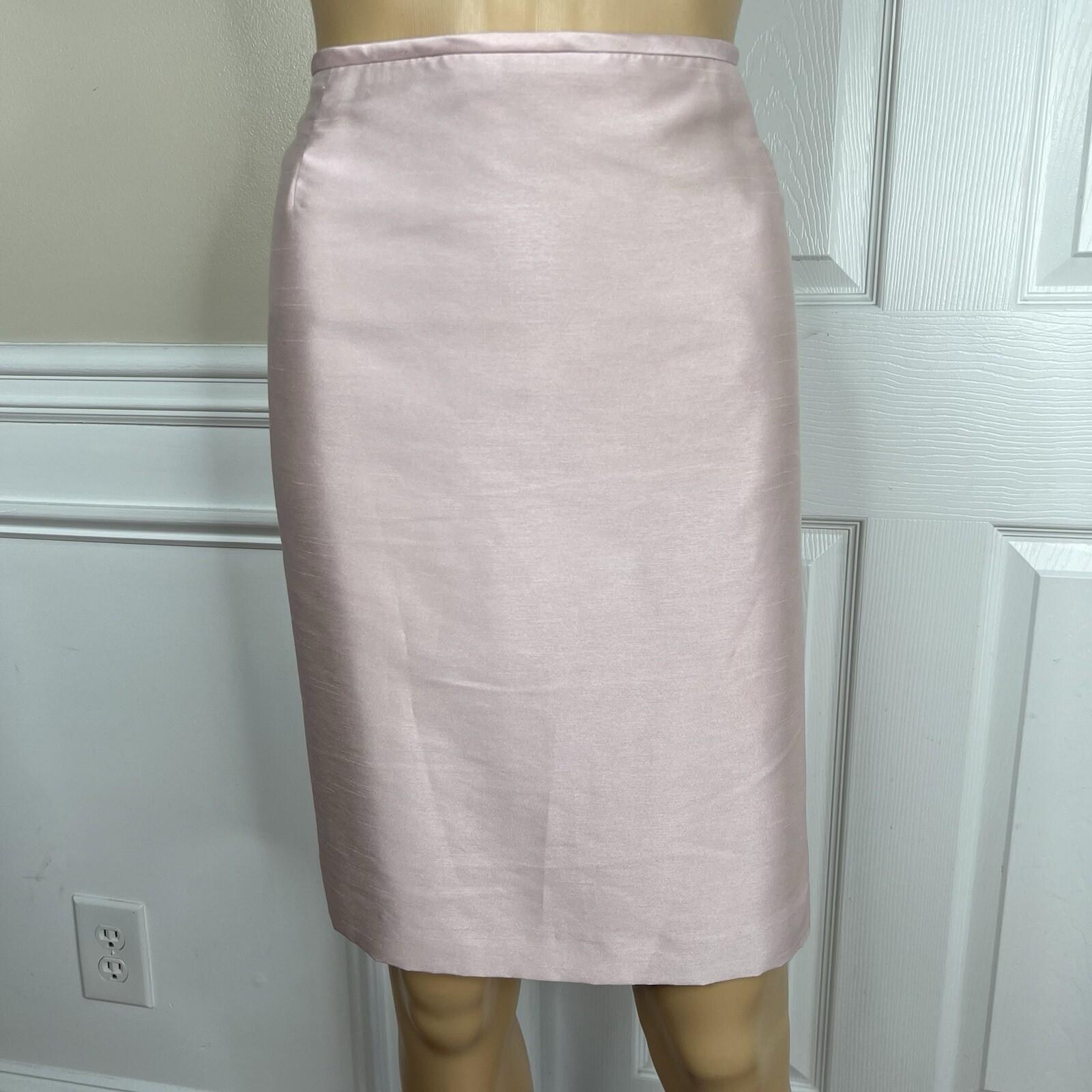 Tahari ASL Women Polyester Nylon Skirt Suit Size 14P Pink Collarless Lined 2PC