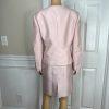 Tahari ASL Women Polyester Nylon Skirt Suit Size 14P Pink Collarless Lined 2PC