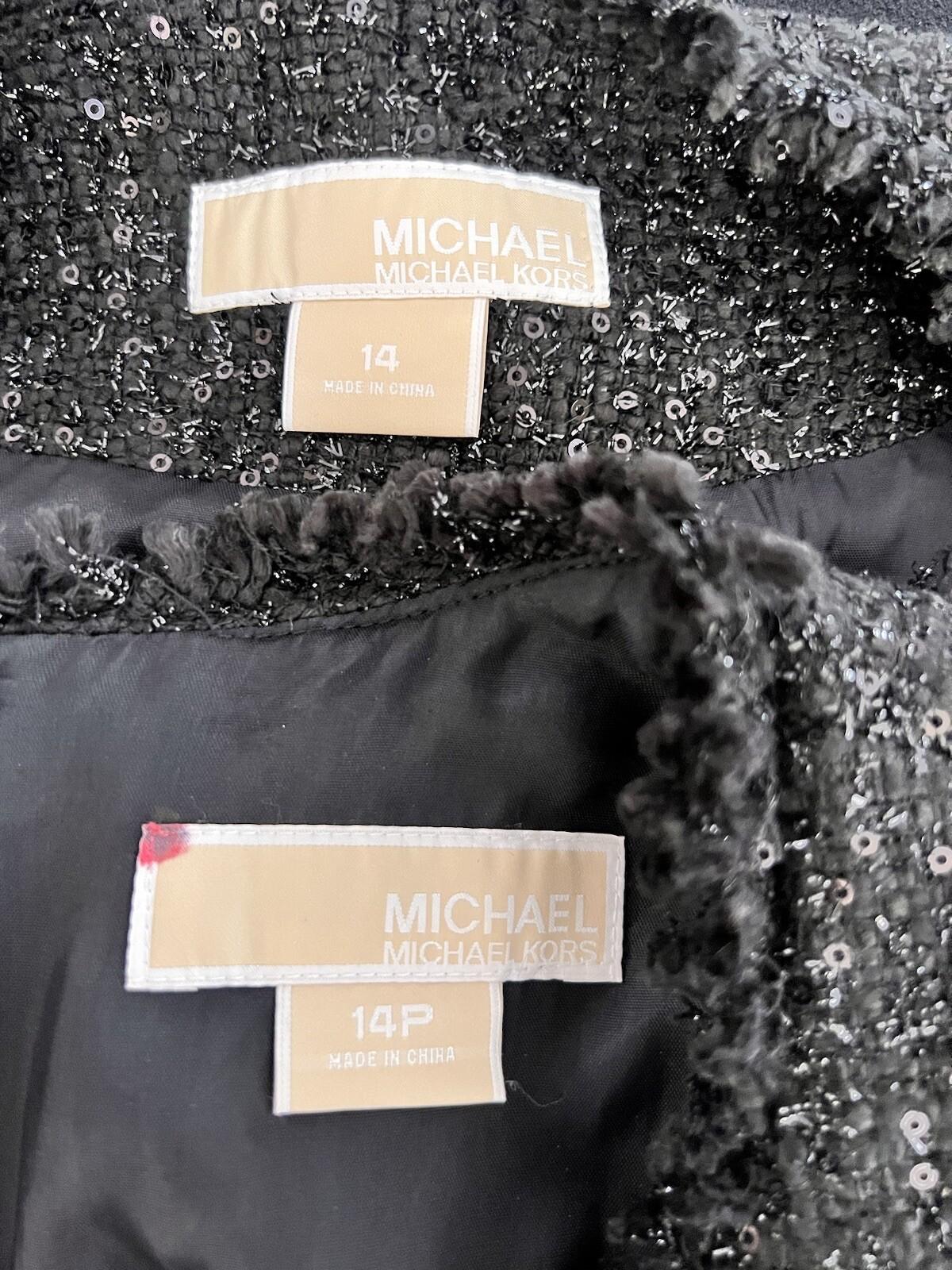 MICHAEL KORS 2PC Tweed Sequin  Lined Mismatch Formal Dress (SZ 14P) Suit (SZ 14)